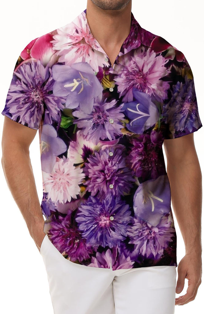 Lapel Short Sleeve Summer Vacation Shirt Men's 3D Floral Print Hawaiian Shirt Rainforest Trend Shirt Short Sleeve