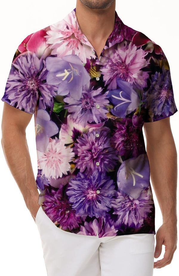 Lapel Short Sleeve Summer Vacation Shirt Men's 3D Floral Print Hawaiian Shirt Rainforest Trend Shirt Short Sleeve