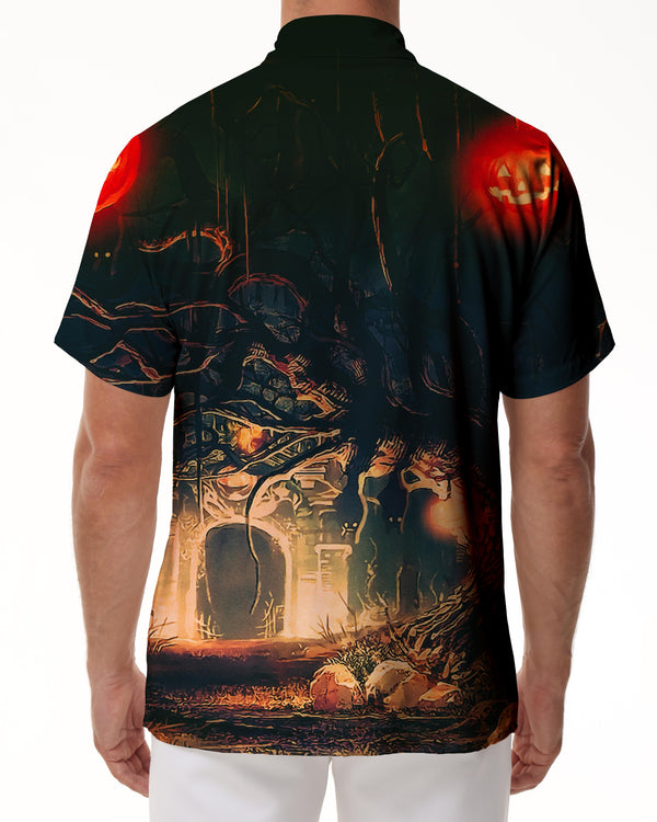 
Retro Horror Atmosphere Halloween Style Men's Shirt Button 3D Printed Pattern Suitable for Summer Beach
                