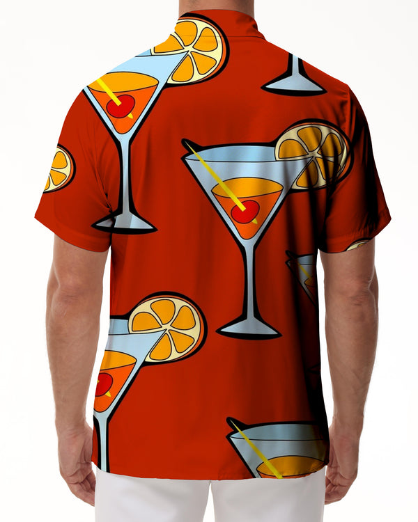
Seaside drinks alcoholic beverages cocktails men's Hawaiian shirts short sleeve button down shirts tops for casual beach vacations
                