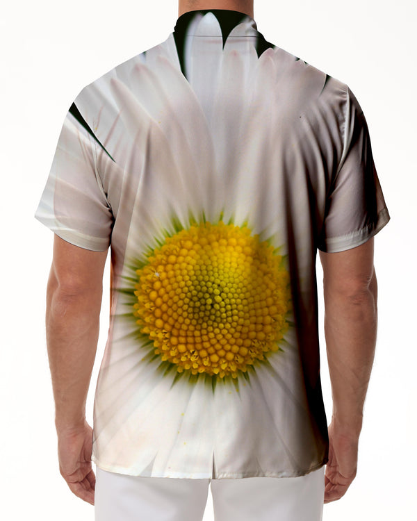 
Four Seasons Seaside Vacation Daisy White Shirt Men's Flower Floral Print Casual Shirt Summer Short Sleeve Design Shirt
                
