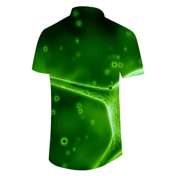 
Green leaf bacteria loose button shirt Hawaiian men's shirt short-sleeved printed clothes cool in summer
                