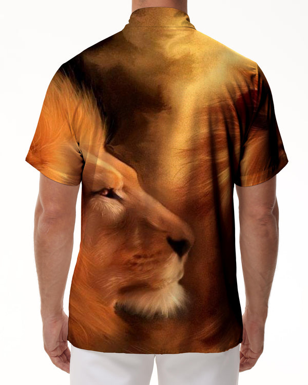 
Cuban Mens Lion King Lapel Shirt Casual Hawaiian Tropical Button Shirt Short Sleeve Vacation Beach
                