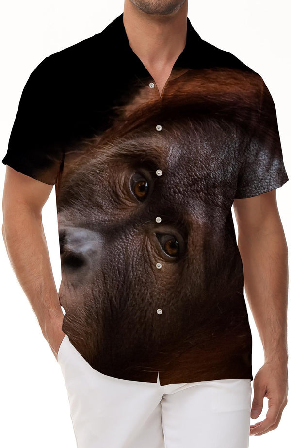 Men's Shirt Short Sleeve Funny Monkey Print Short Sleeve Summer Street Fashion Short Sleeve Shirt Hawaiian