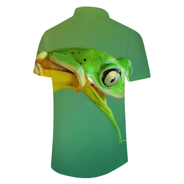 
Cute Green Frog Print Men's Shirt Casual Short Sleeve Button Shirt Summer Beach Top Short Sleeve
                