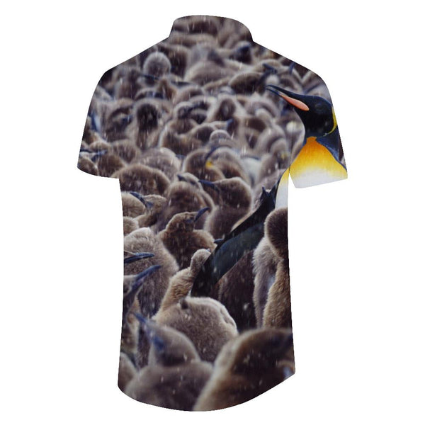 
A Group of Penguins Birds Vacation Beach Summer Men's Tops with Pockets Short Sleeve Loose Casual Shirt
                