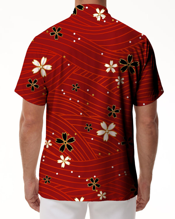 
3D Printed Red Abstract Men's Casual Tops Loose Beach Shirt Regular Fit Hawaiian Short Sleeve Festival Fun Novelty Shirt
                
