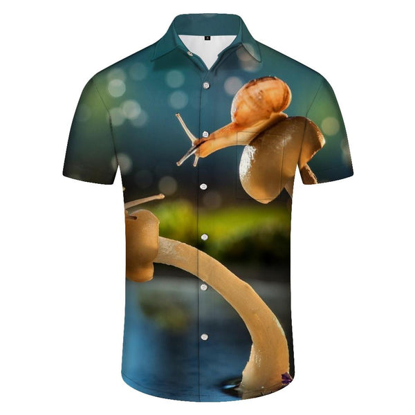 
Snail Reptile Fun Men's Casual Short Sleeve Shirt Hawaiian Button Lapel Tropical Four Seasons Short Sleeve Shirt Tops
                