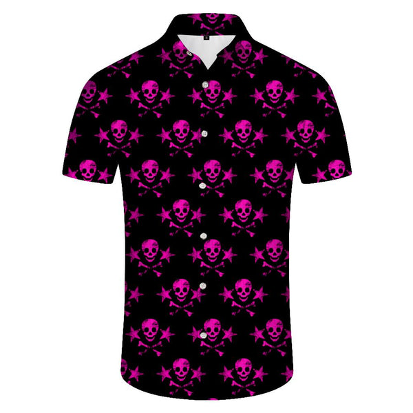 
Death Pattern Print Casual Loose Lapel Print Short Sleeve Pocket Button Lapel Rap Style Short Sleeve Beach Summer Shirt Outdoor
                