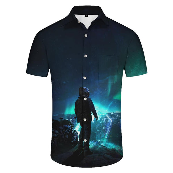 
European and American casual short-sleeved shirts fashion trend men's casual shirts short-sleeved button shirts retro tropical four seasons Hawaiian beach clothing
                