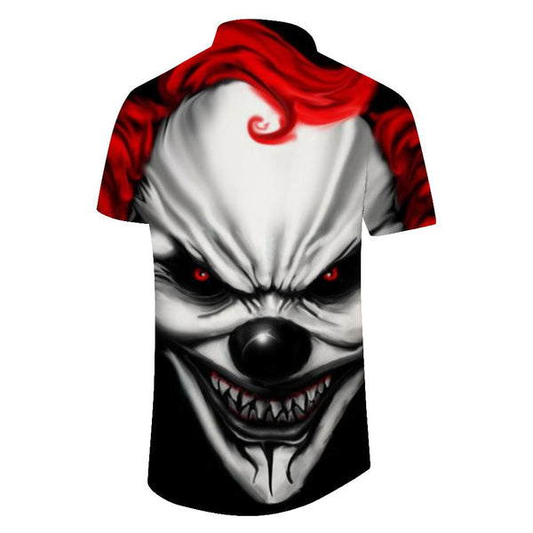 
Hip-hop new summer men's horror clown pattern short-sleeved street print tops loose
                