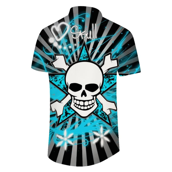 
Death sign men's casual shirt gothic short sleeve shirt fashion vintage grim reaper skull button down shirt summer lapel street beach shirt streetwear
                