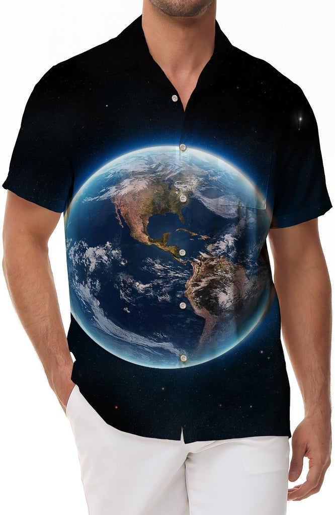 Summer men's casual fashion style loose short-sleeved shirt Tropical Hawaiian button-down lapel beach clothing