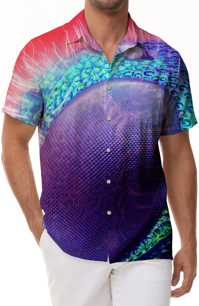 Abstract Fly Fun Fashion Retro Style Short Sleeve Shirt Men's Short Sleeve Casual Button Shirt Summer Shirt With Pockets
