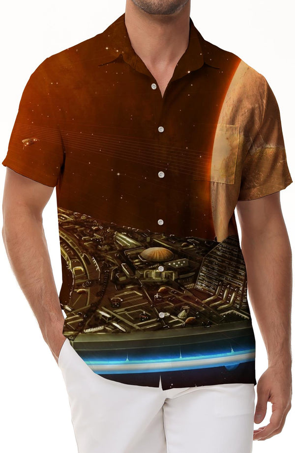 High-tech sci-fi space technology spaceship and 3d printed pattern men's comfortable summer clothes