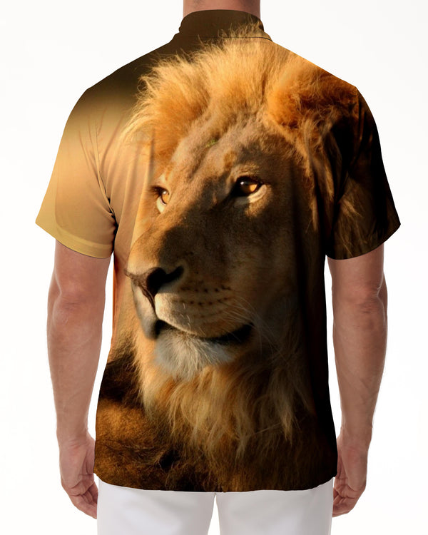 
King Lion Men's Hawaiian Shirt Print Short Sleeve Button Summer Beach Shirt
                