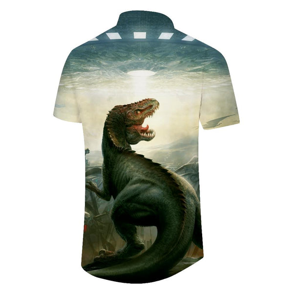 
Men's Polyester Tree Overlord Alien Spaceship Print Funny Short Sleeve Christmas Dinosaur Casual Fashion Comfortable Short Sleeve Shirt Breathable
                