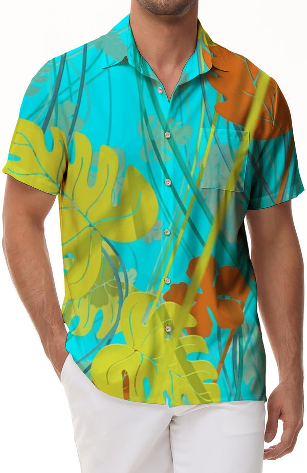 
Coconut Leaf Fun Cool Print Hawaii Comfortable Casual Short Sleeve Fashion Pattern Tropical Men's Short Sleeve Shirt Tops
                