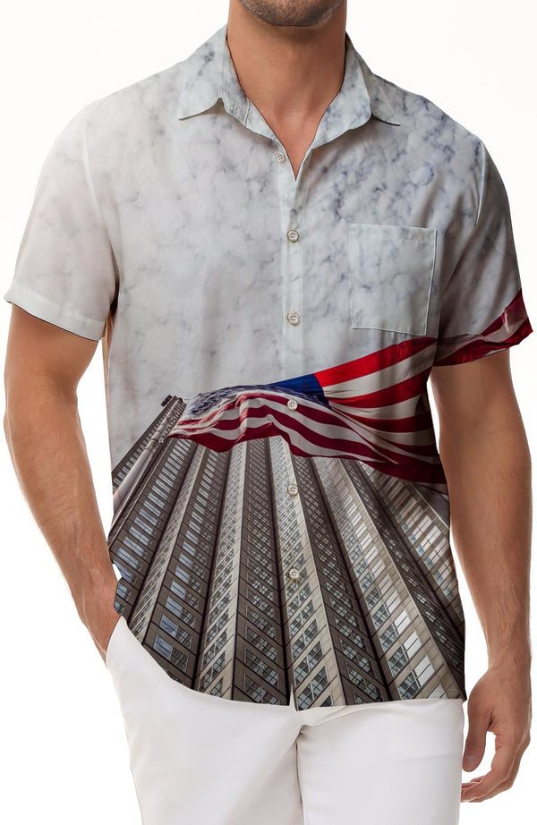 Washington Street Cool Men's Casual Short Sleeve Shirt Hawaiian Resort Fashion Shirt Short Sleeve