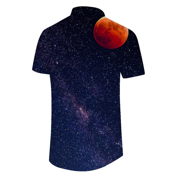 
Night galaxy beauty fashion style men's casual loose retro short-sleeved shirt Hawaiian shirt lapel short-sleeved shirt button
                