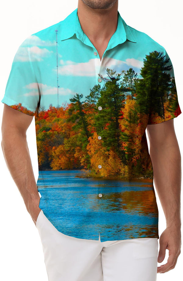 Summer trendy Hawaiian floral shirts casual men's button down shirts suitable for holiday beach party