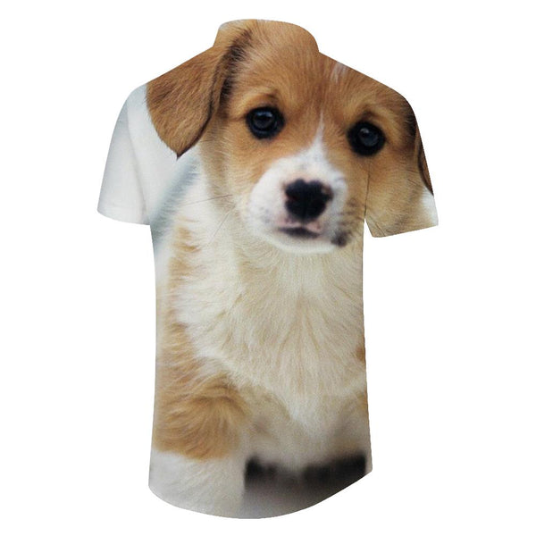 
Cute Corgi Casual Men's Short Sleeve Shirt Retro Button Collar Beach Top 3D Digital Printed Short Sleeve Shirt Hawaii
                