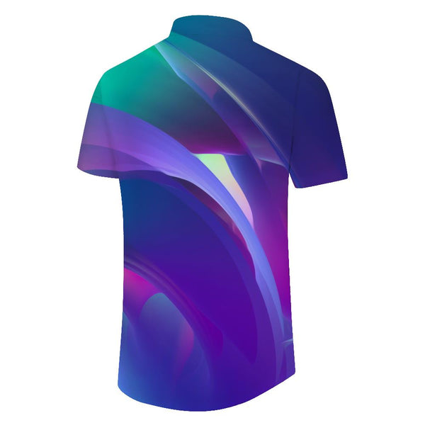 
Hawaiian short sleeve button down men's shirt abstract colorful liquid blue purple fashion
                