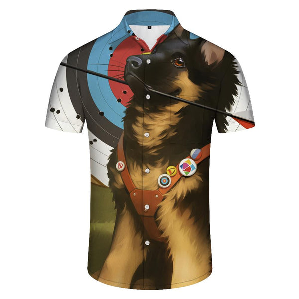 
German Shepherd Casual Men's Short Sleeve Shirt Cuban Button-Down Shirt Beach Tops
                