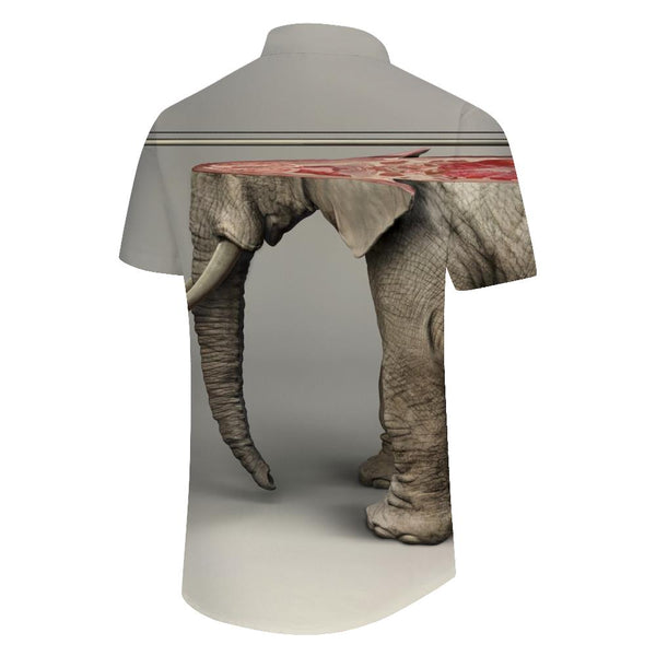
Slaughtered elephant casual summer shirt 3d digital printing animal trend short-sleeved shirt Hawaiian button lapel short-sleeved shirt beach
                