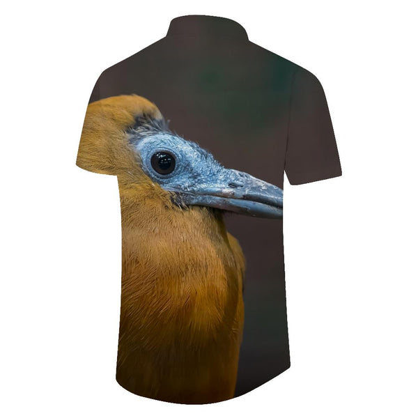 
New Ocean Print Hawaiian Shirt Men's Loose Daily Travel Short Sleeve Shirt Abstract Birds
                