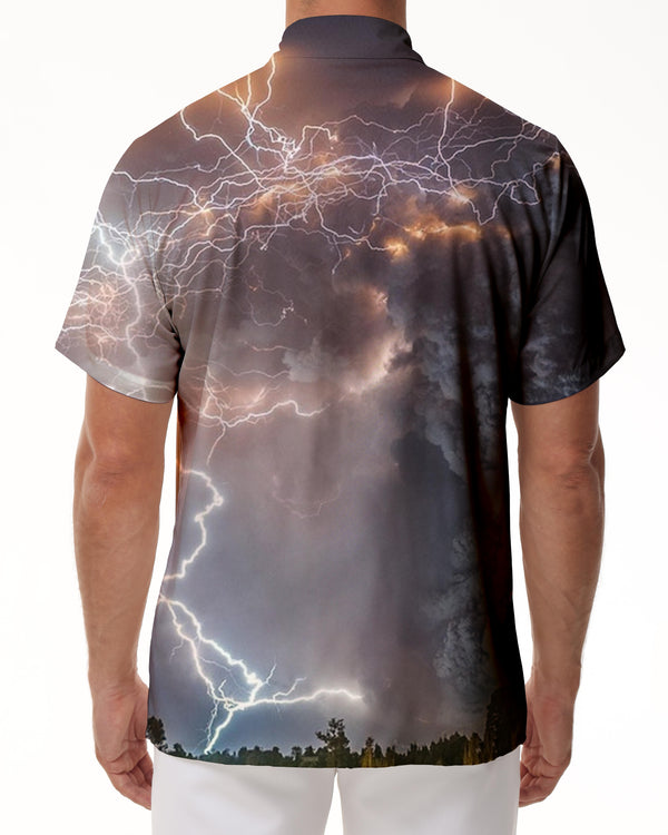 
3D Lightning Bolt Print Fashion Style Retro Hawaiian Shirt Men's Casual Outdoor Short Sleeve Lapel Button
                