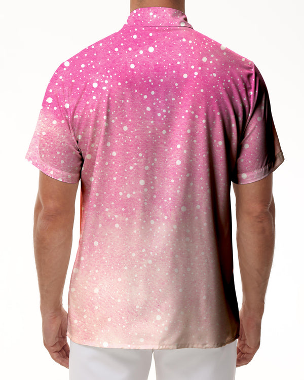
Gradient Hawaiian Shirt Men's Beach Pink Glitter Print Casual Shirt Short Sleeve Fashion Design Classic Loose Shirt
                