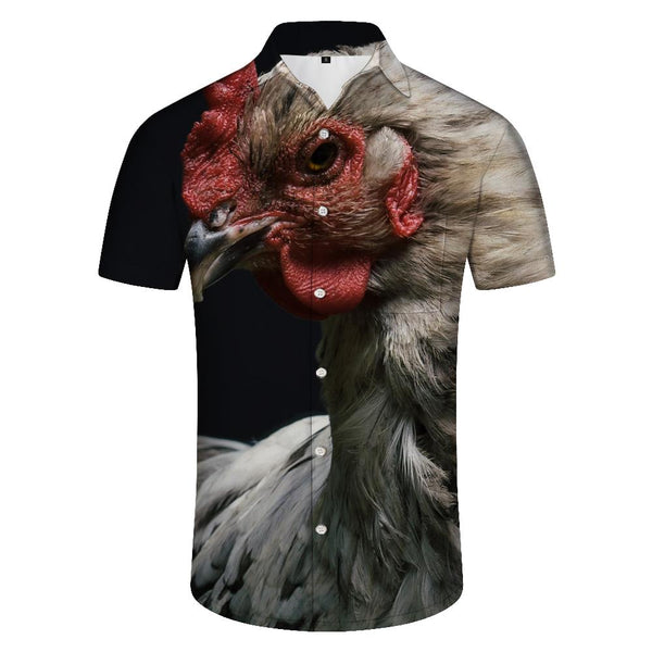 
Rooster men's printed beach shirt casual Hawaiian Harajuku summer vacation shirt beach
                