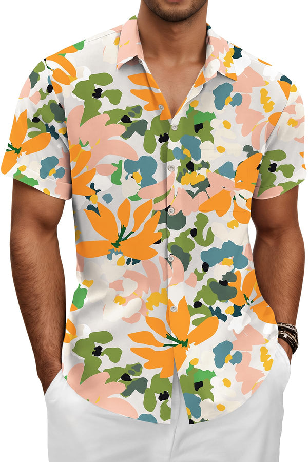 Hawaiian Shit for Men Beach Summer Mens Buton Down Short Sleeve Shit Tropical Vacation Casual Clothes