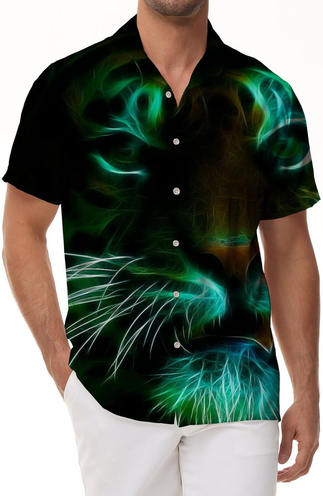 Angry Tiger Casual Short Sleeve Lapel Shirt Short Sleeve Men's Breathable Slim Fit Top Hawaii Hot Sale Clothing