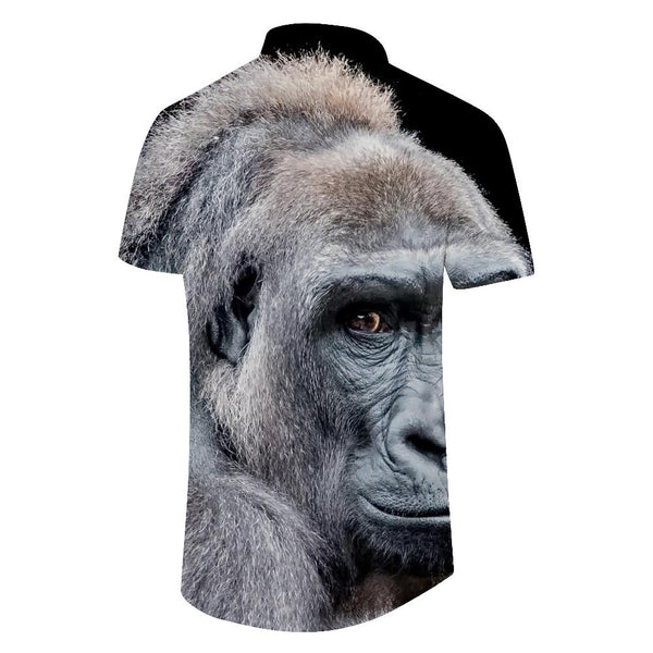 
African fashion fun animal gorilla wild summer short sleeve shirt men's casual loose button formal shirt suitable for vacation travel holiday seaside beach party
                