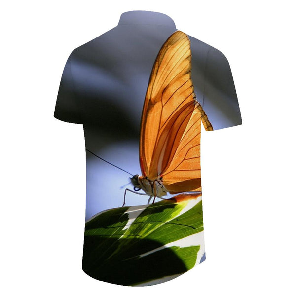 
Sunshine Tree Butterfly Casual Men's Short Sleeve Hawaiian Shirt Summer Vacation Shirt Butterfly Oil Painting
                