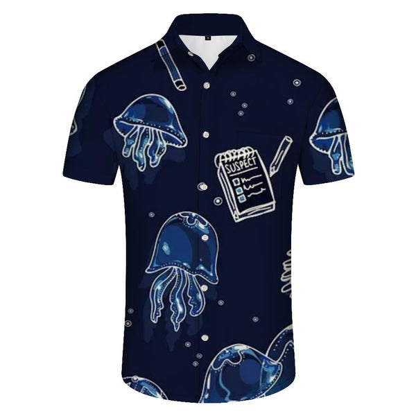 
Deep Sea Jellyfish Men's Cool Fashion Hawaiian Button Lapel Tropical Vacation Seaside Short Sleeve Shirt Top
                