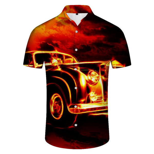
Retro Cool Flame Car Men's Printed Short Sleeve Shirt Fashion Classic Hawaiian Shirt Beach Shirt Clothes
                