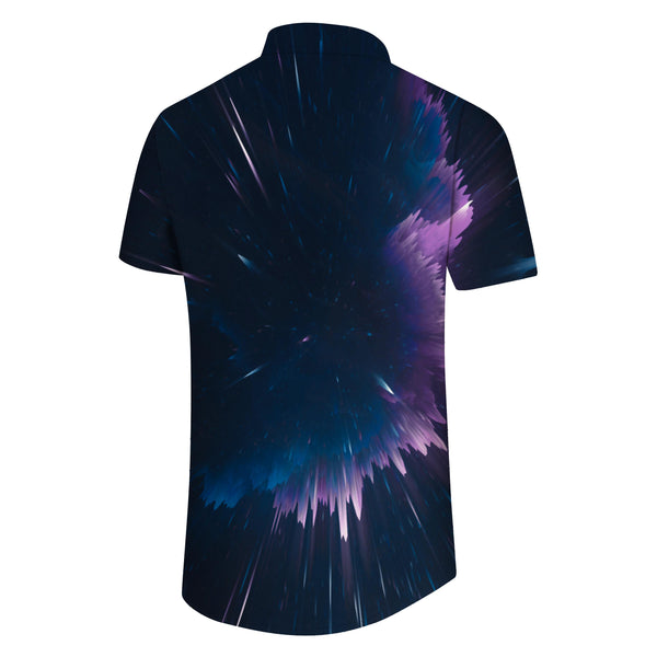 
Purple meteor shower tropical four seasons daily casual style Hawaiian button abstract print geometric men's shirt travel short-sleeved clothes
                