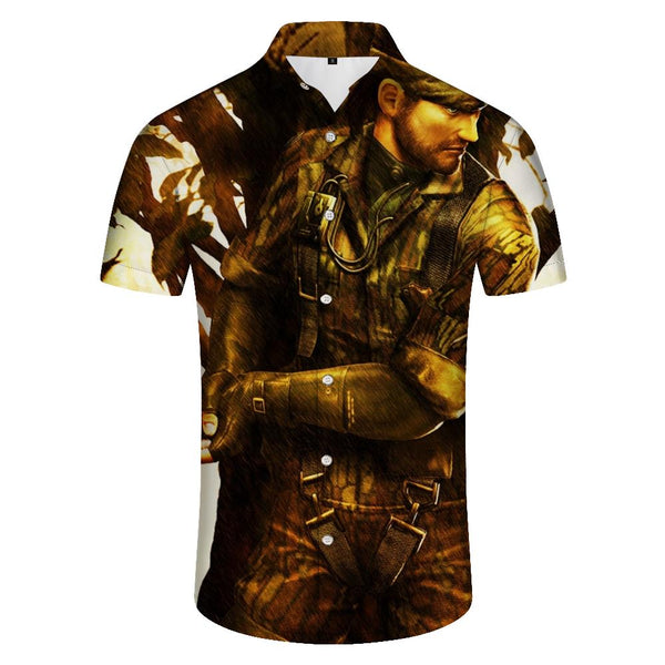 
Anime print pattern casual comfortable print button down lapel short sleeve shirt with pockets loose Hawaiian shirt short sleeve
                