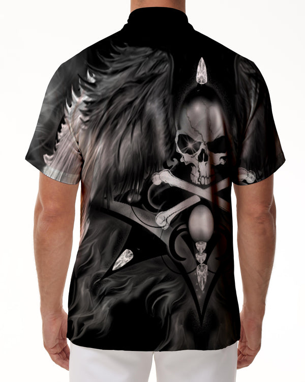 
Satan mount 3d digital printing pattern hot men's skull button casual short sleeve style cool
                