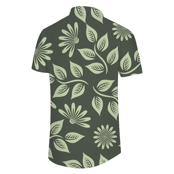 
Green floral Hawaiian pattern 3d digital print men's casual daily travel short sleeve tropical fashion button down lapel shirt
                
