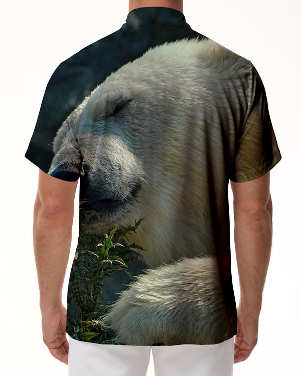 
Summer street print pattern bear animal bear white 3D print pattern men's shirt casual fashion short sleeve
                