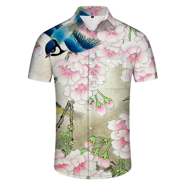 
Sakura Bird Men's Hawaiian Shirt Men's Summer Beach Casual Daily Button Shirt Short Sleeve
                