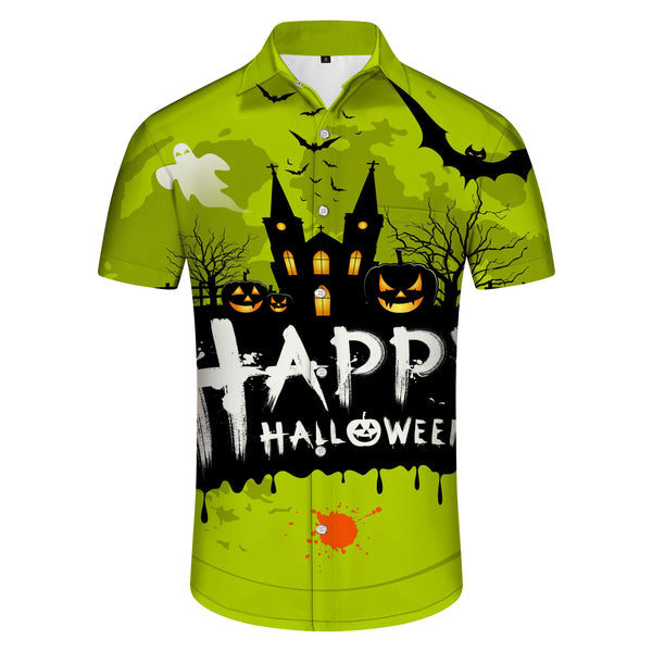 
Men's Halloween Castle Digital Printed Short Sleeve Shirt for Vampire Party Halloween Fashion
                
