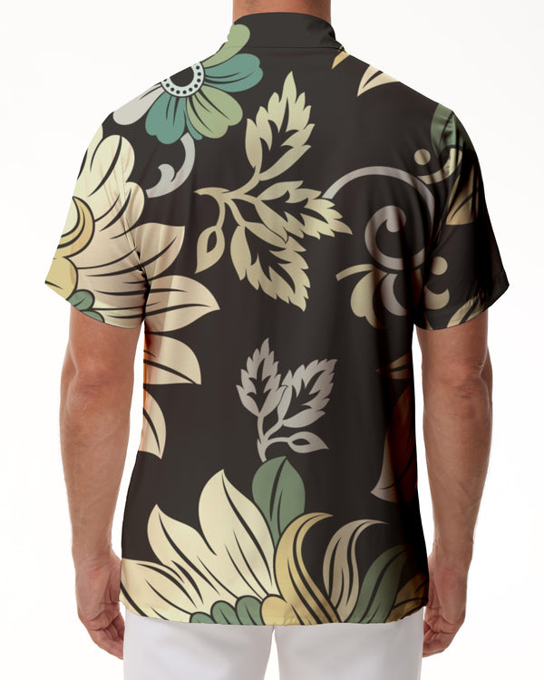 
3D digital print pattern Hawaiian button lapel daily outdoor fishing style short sleeve shirt men
                