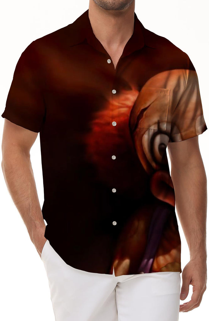 Fun Ragdoll Men's Casual Fashion Style Hawaiian Tropical Rainforest Fashion Breathable Short Sleeve Shirt Brown