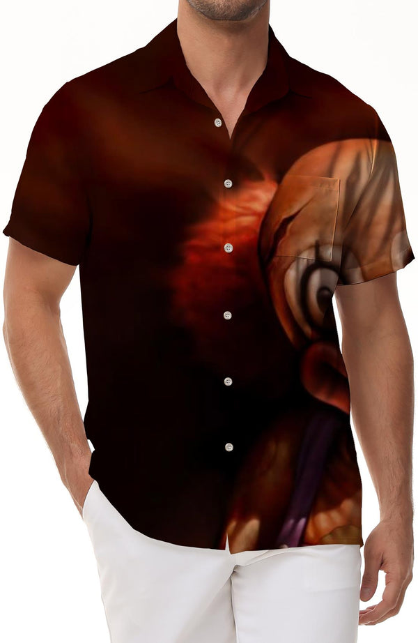 Fun Ragdoll Men's Casual Fashion Style Hawaiian Tropical Rainforest Fashion Breathable Short Sleeve Shirt Brown