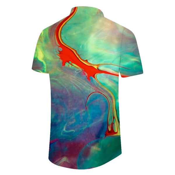 
Liquid Color Abstract Men's Casual Loose Short Sleeve Button Hawaiian Art Design Personalized Shirt Tropical Print
                